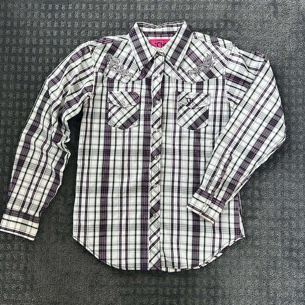 Girls Pearl Snap Button Down Shirt